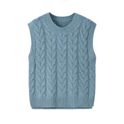 Ladies Crew Neck Woolen Irregular Bottom Sweater Vest 6 PCS