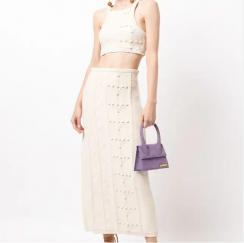 High Rise Stretch Ribbed Knit Women Skirt