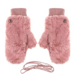 Lovely Solid Color Full Finger Knitted Gloves With Rope 25 Pairs 